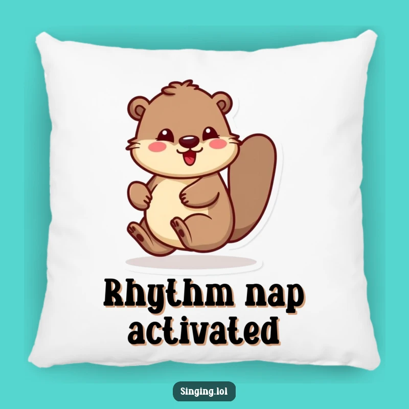 Funny Bouncing Beaver Pillow: Cozy and Hilarious Decor for the Rhythm Lover's Retreat