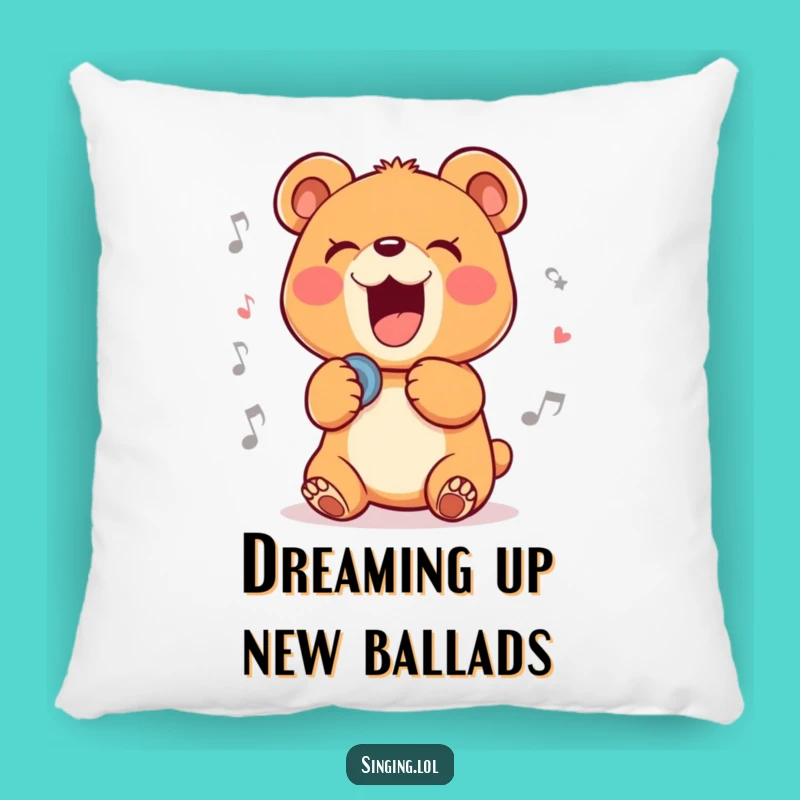 Funny Singing Bear Cub Pillow: Cozy and Hilarious Decor for the Melodious Retreat