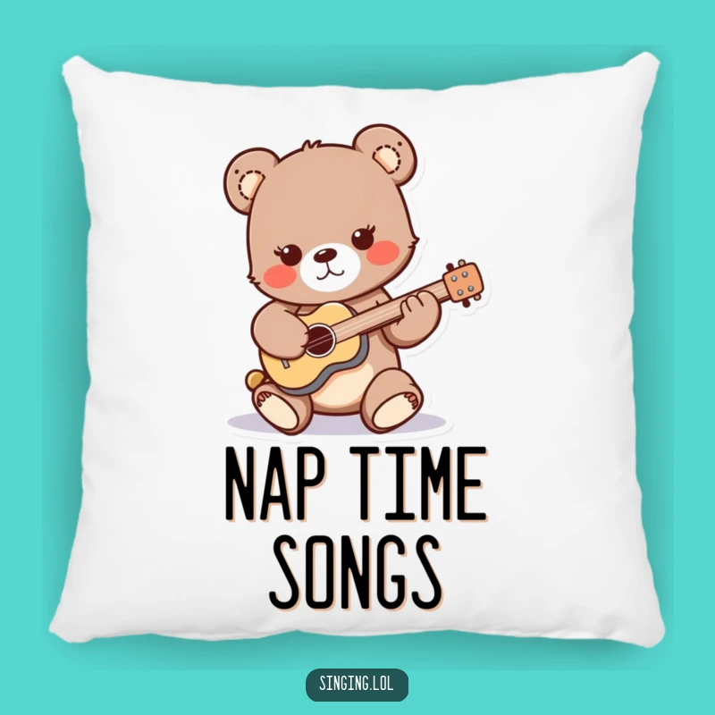 Funny Bear Cub Guitar Pillow: Snuggle Up with Rock 'n' Roll!