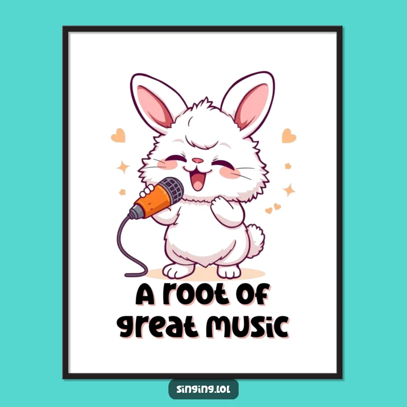 Funny Bunny Singer Digital Art - Instant Musical Decor for Your Space