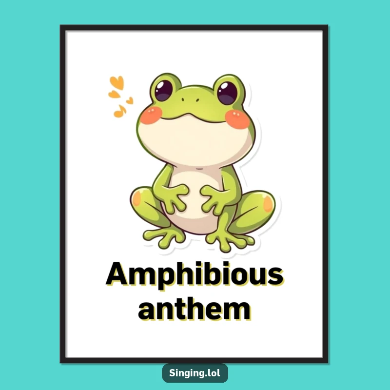Funny Frog Croaking Digital Print - Instant Booming Song Wall Art