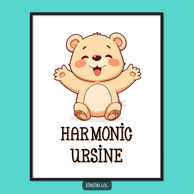 Funny Bear Cub Digital Art: Chorus Character Print, Instant Joyful Decor