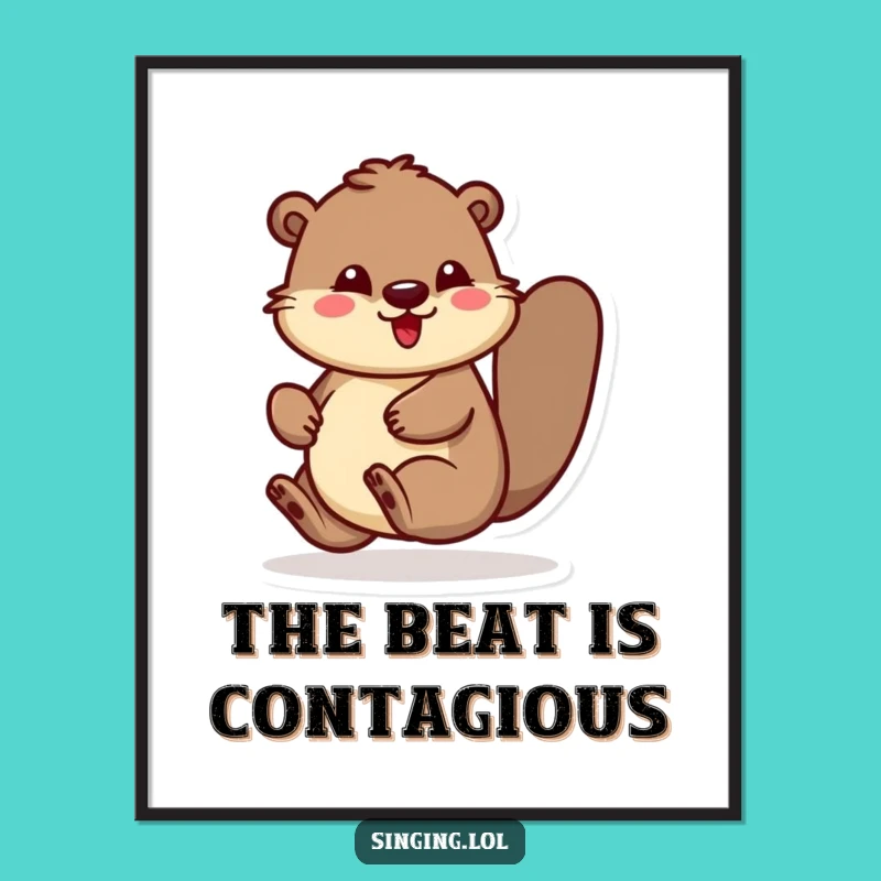 Funny Bouncing Beaver Digital Art Print: Hilarious and Energetic Artwork for Instant Decor