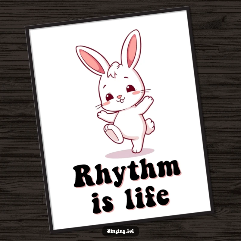 Funny digital art print of a curious bunny tapping its foot, ready for instant whimsical decor.