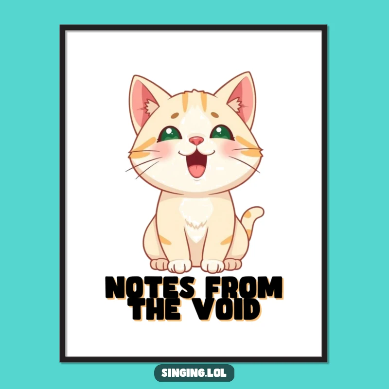 Funny Cat Meowing Digital Print - Instant High Pitch Feline Wall Art