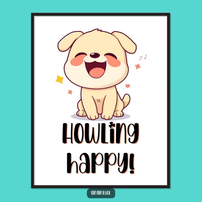 Funny Dog Howling Digital Print - Instant Canine Joy Wall Art