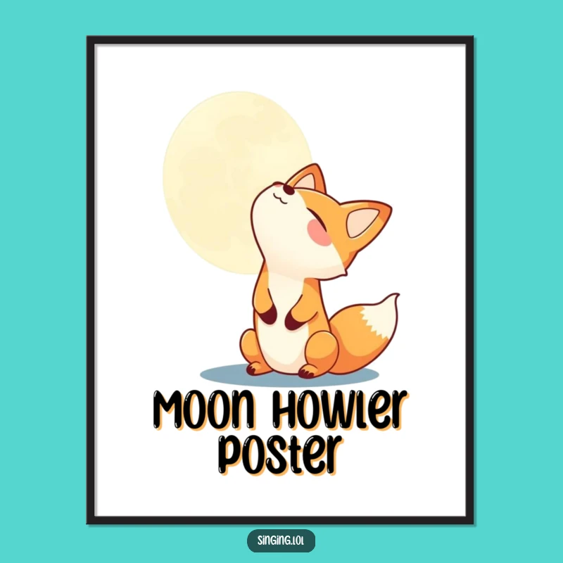 Funny Fox Howling Moon Digital Art - Instant Download, Perfect Humorous Decor