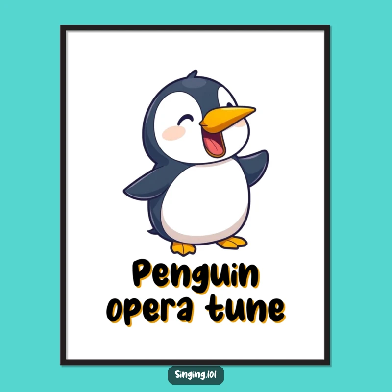 Funny Penguin Ballad Digital Print: Instant Opera Art, Whimsical Funny Gift