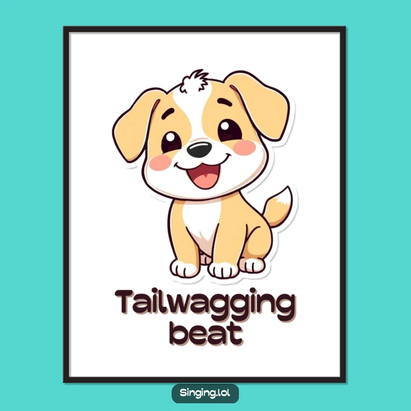 Funny Puppy Wagging Tail Digital Art: Instant Happiness for Your Walls!