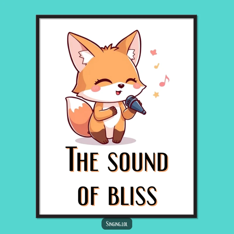 Funny Singing Fox Digital Art: Instant Joyful Music Decor, A Hilarious Gift Download