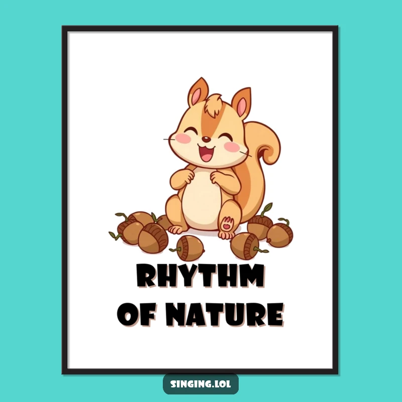 Funny Squirrel Drummer Digital Art: Instant Acorn Musician Download, Unique Funny Gift