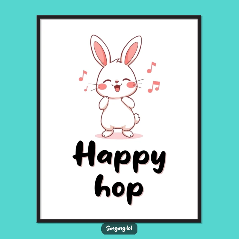 Funny Rabbit Digital Art - Cute Humming Character Printable for Cheerful Decor