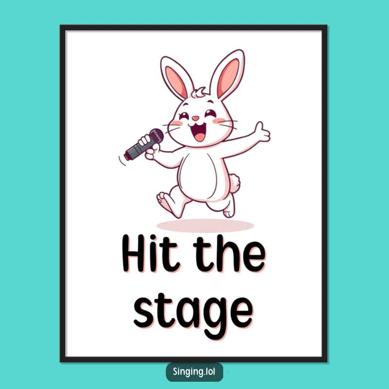 Funny Cheerful Bunny Singer Digital Art - Instant Musical Decor