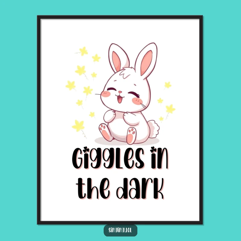 Instant Enchantment Funny Giggling Bunny Digital Art Print for Your Walls