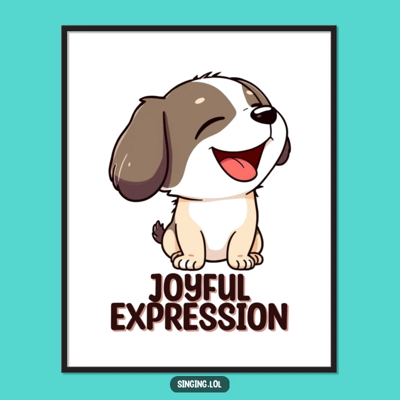 Funny Howling Dog Digital Art - Joyful Canine Decor, Perfect Instant Funny Gift!
