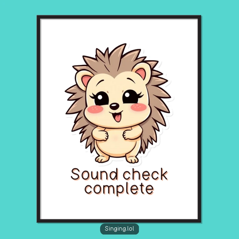 Funny Hedgehog High Note Digital Art - Instant Hilarious Wall Decor Gift