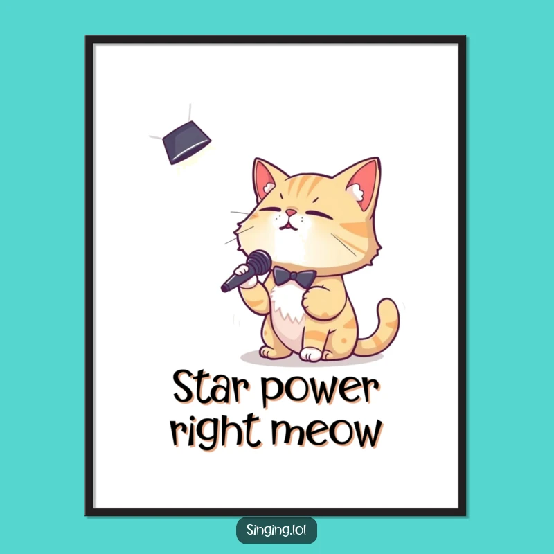 Funny Crooning Cat Digital Art Print: Hilarious and Charismatic Artwork for Instant Decor