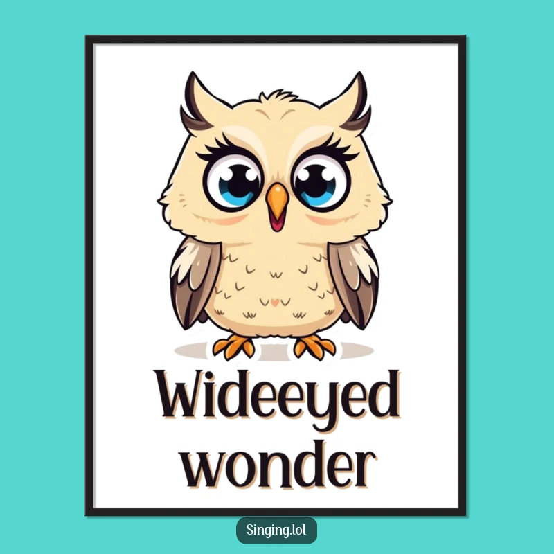 Instant Surprise Funny Surprised Owl Digital Art Print for Your Walls