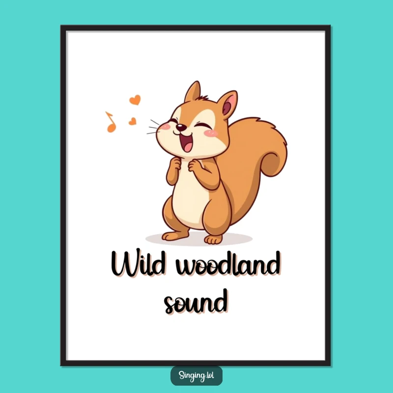 Funny Squirrel Singer Digital Art - Instant Woodland Melody Print