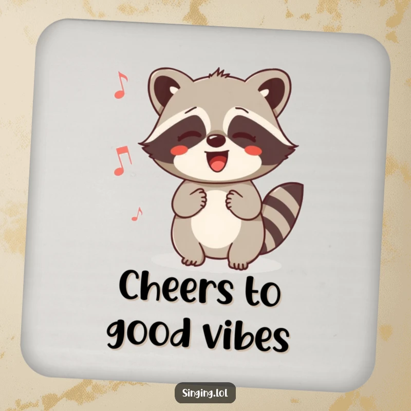 Funny Raccoon Humming Coasters: A delighted raccoon humming a tune. Protects furniture while adding a touch of cute, musical charm.