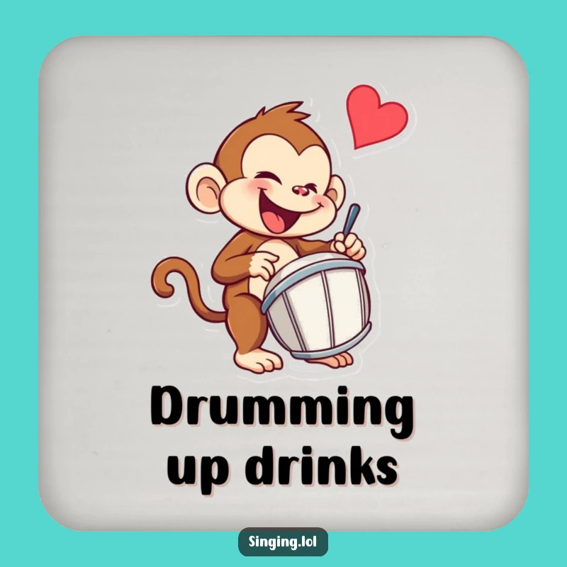 Funny Monkey Drummer Coaster: Protect with Rhythm, Neat Funny Gift!