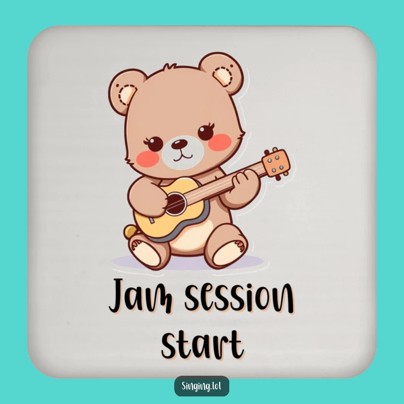 Funny Bear Cub Guitar Coaster: Protect Surfaces with Rock Style!