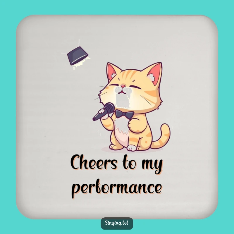 Funny Crooning Cat Drink Coaster: Hilarious Protection for Surfaces with a Musical Feline Twist