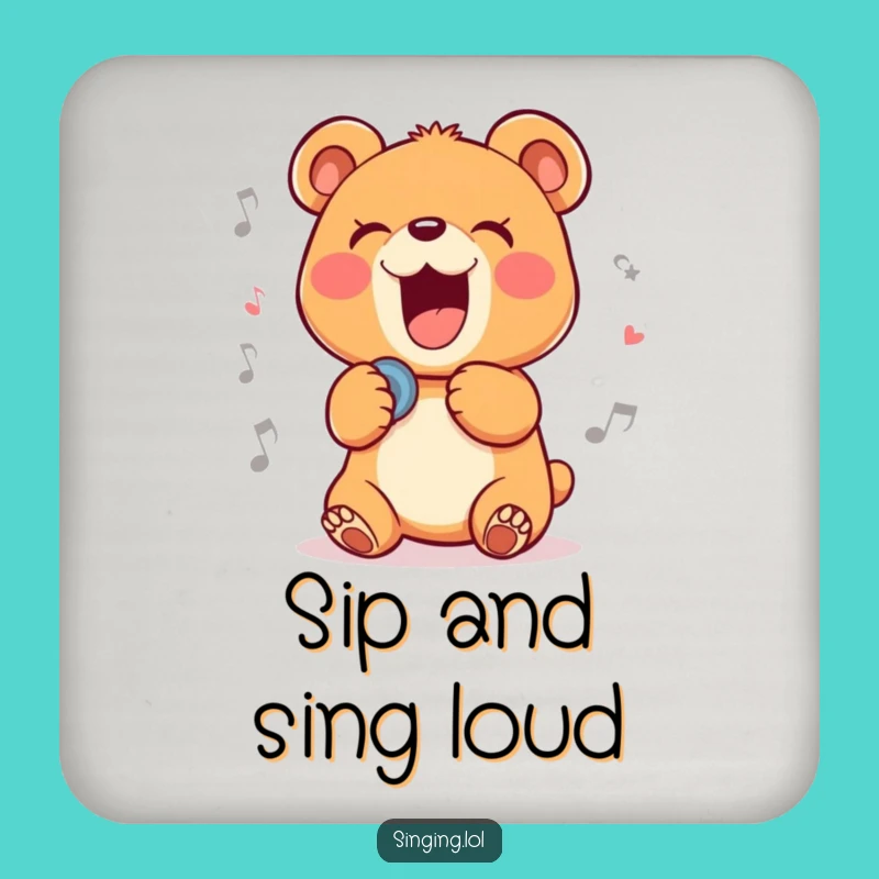 Funny Singing Bear Cub Drink Coaster: Hilarious Protection for Surfaces with a Musical Twist