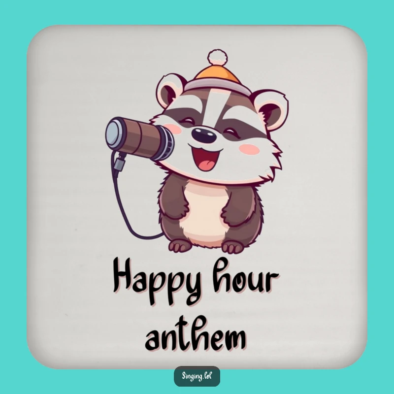 Funny Badger Rockstar Drink Coaster: Protect Surfaces with Rhythm!