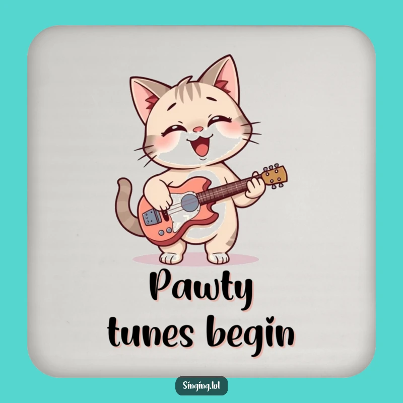 Funny Cat Guitar Coaster: Protect Surfaces with Sound, Perfect Gift!