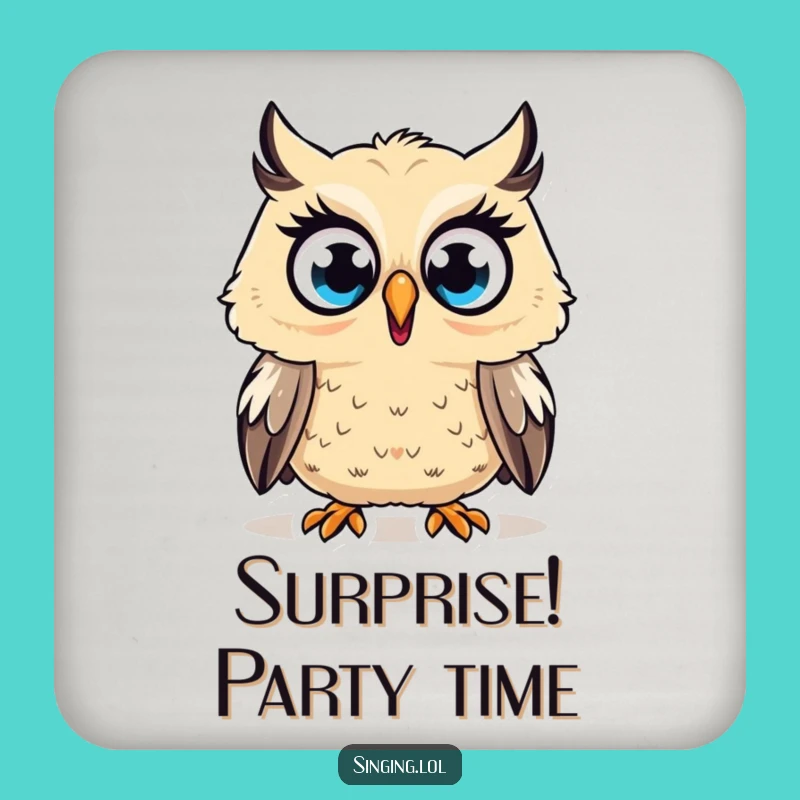 Protect Surfaces with Funny Surprised Owl Hooting Coasters