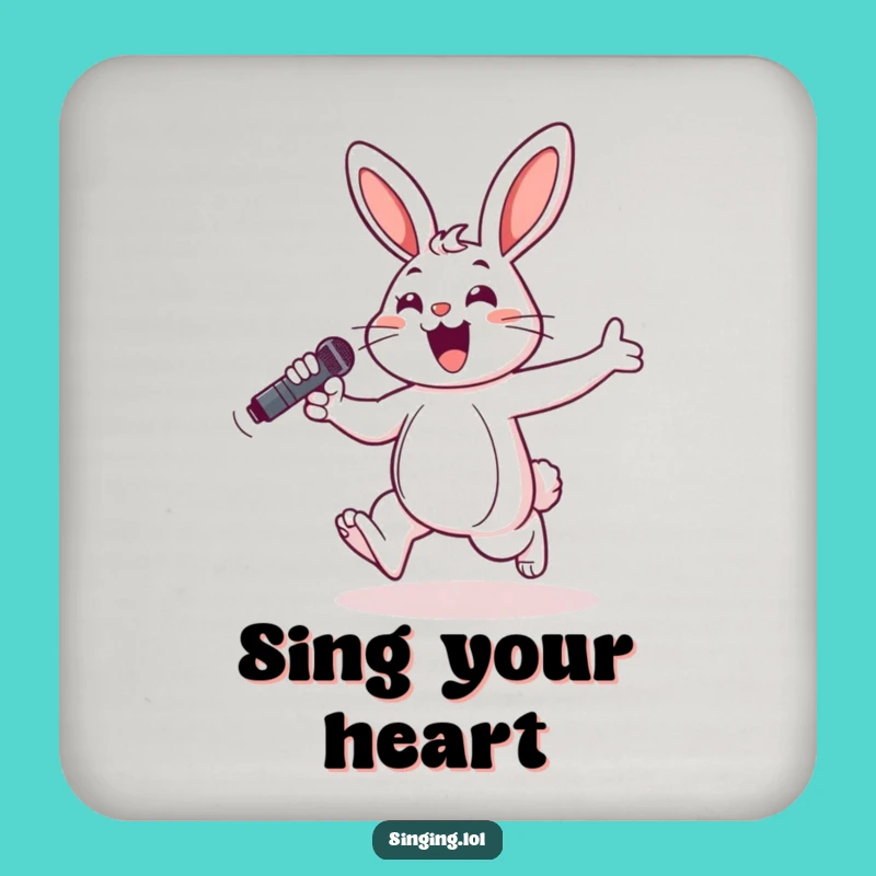 Funny Cheerful Bunny Singer Coaster - Protect Your Surface with Sound