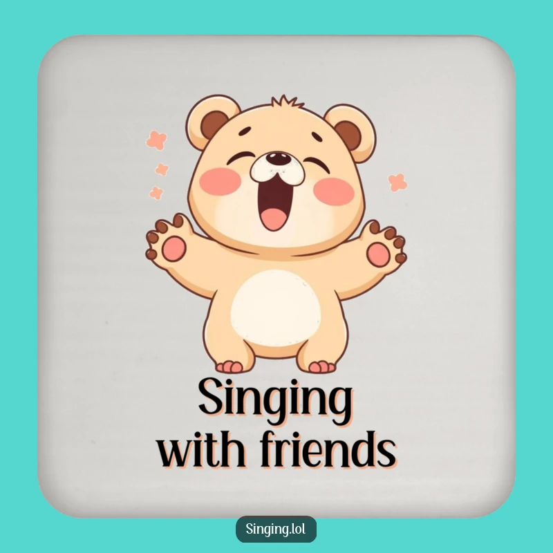 Funny Bear Cub Singer Coaster - Protect Surfaces with Giggles