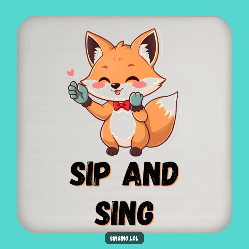 Funny Opera Fox Coasters: Diva Fox Sings High Notes, Protect Surfaces Funny Gift
