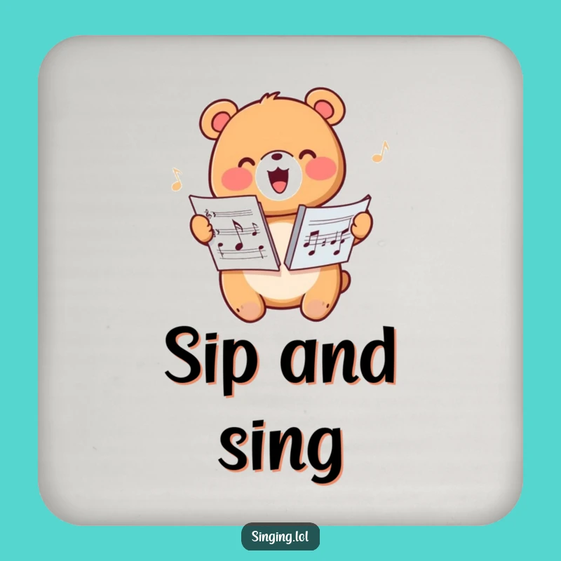 Funny Happy Bear Harmonizing Coaster - Protect Surfaces with Musical Bear Style