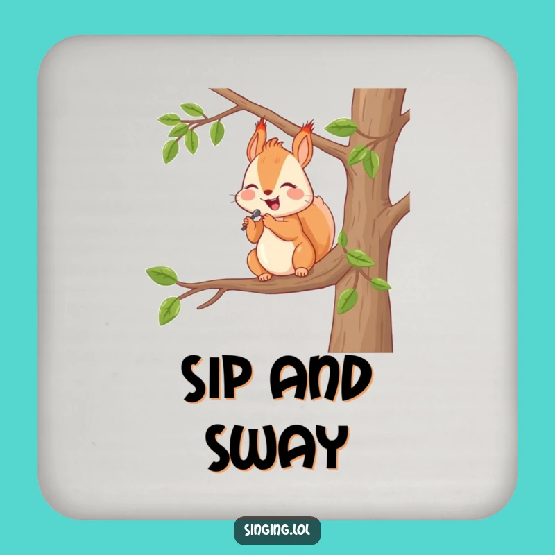 Funny Happy Squirrel Serenade Coasters: Set of Woodland Protectors, Perfect Gift