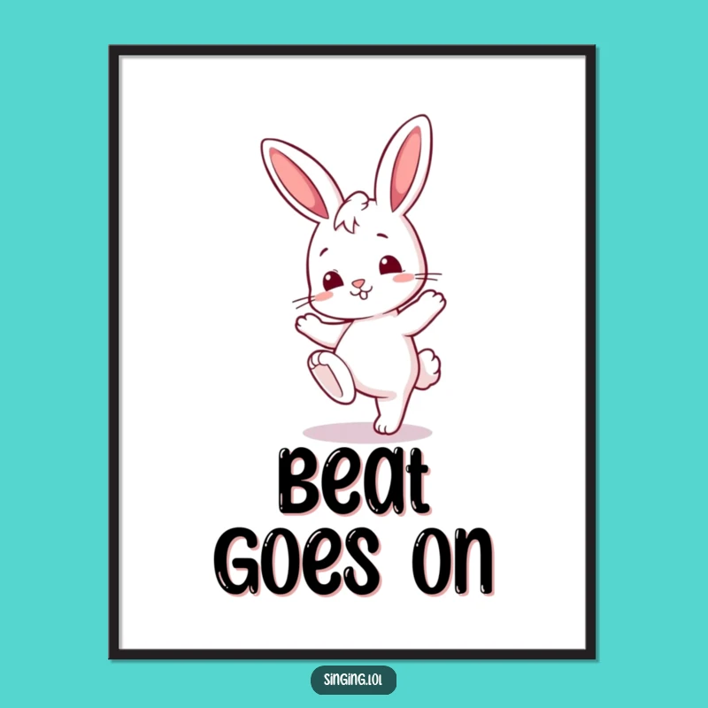 Funny Bunny Tapping Foot Poster - Cute Wall Art, Perfect Rhythm Lover Gift
