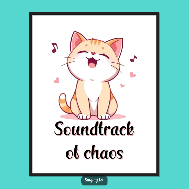 Funny Giggling Cat Ballad Poster - Hilarious Feline Artwork for Walls