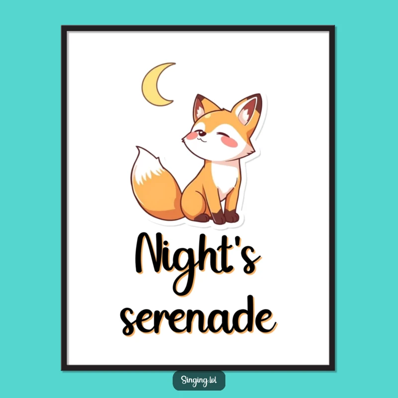 Funny Howling Fox Poster - Playful Moon Art, Perfect Wall Funny Gift!