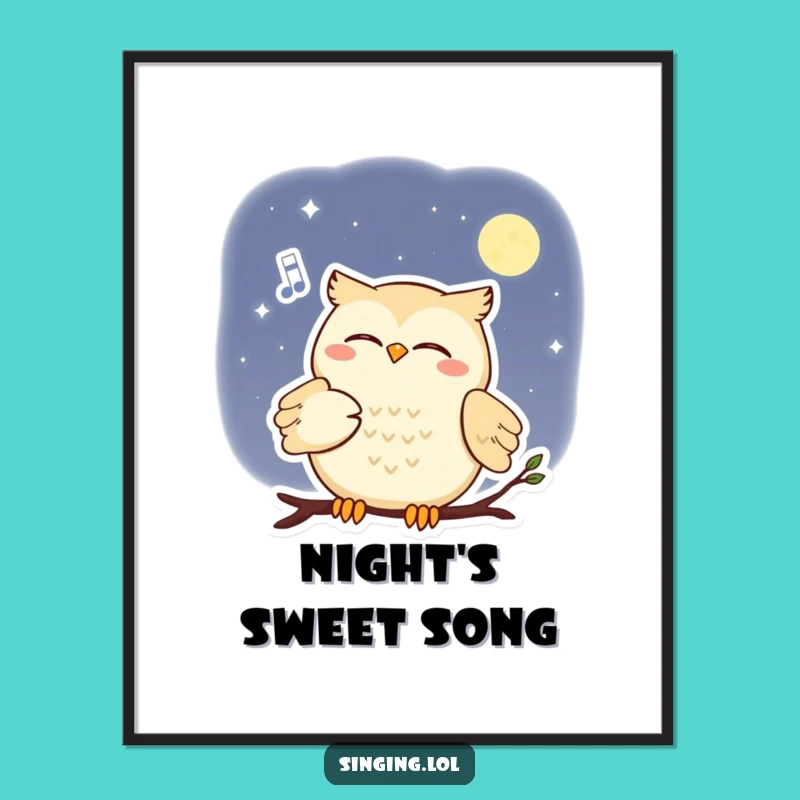 Funny Owl Moon Serenade Poster - Enchanting Night Sky Art