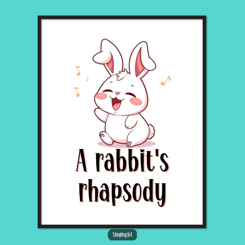 Funny Rabbit Poster: Hilarious Art of a Singing Bunny with Floppy Ears