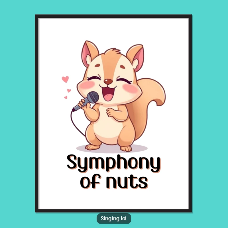 Funny Squirrel Poster: Hilarious Art of a Giggling Singer with a Tiny Microphone