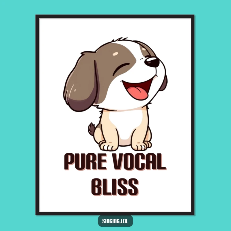 Funny Howling Dog Poster - Joyful Canine Art, Perfect Wall Funny Gift!