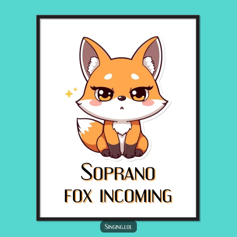 Funny Fox Opera Singer Poster - Dramatic Art for Your Walls