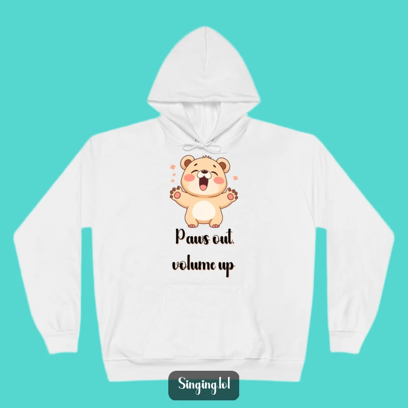 Funny Bear Cub Singer Hoodie - Cozy Up with Roaring Fun