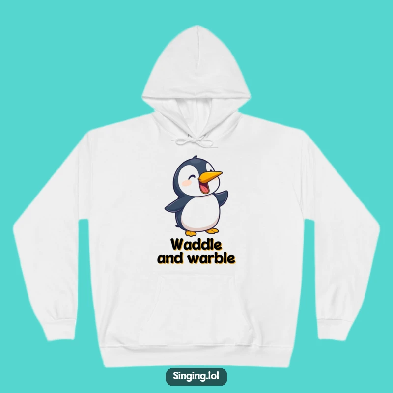 Funny Penguin Ballad Hoodie: Cozy Crooner, Warm Funny Gift