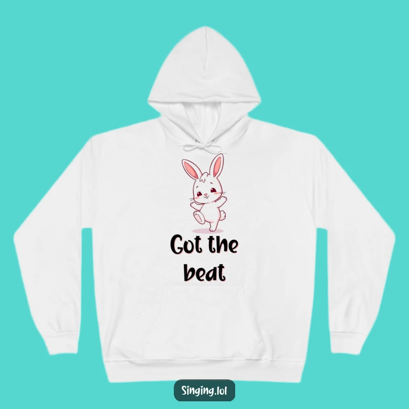 Cozy Funny Bunny Tapping Foot Hoodie - Warm Character Apparel, Musical Gift