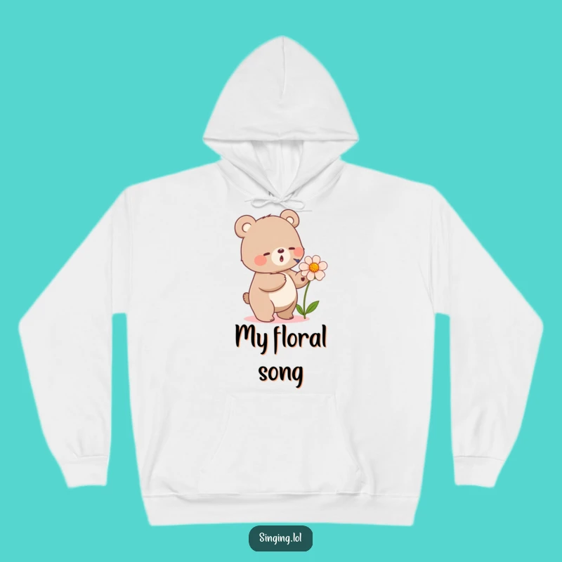 Cozy Funny Bear Singing Flower Hoodie - Warm Melodies Included