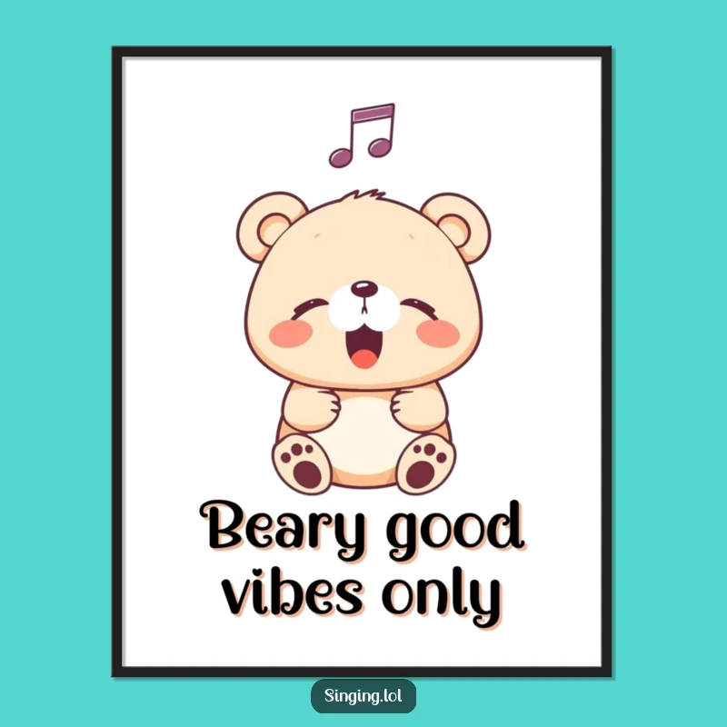Free Printable Wall Art: Adorable Singing Bear Cub for a Sweet and Musical Nursery