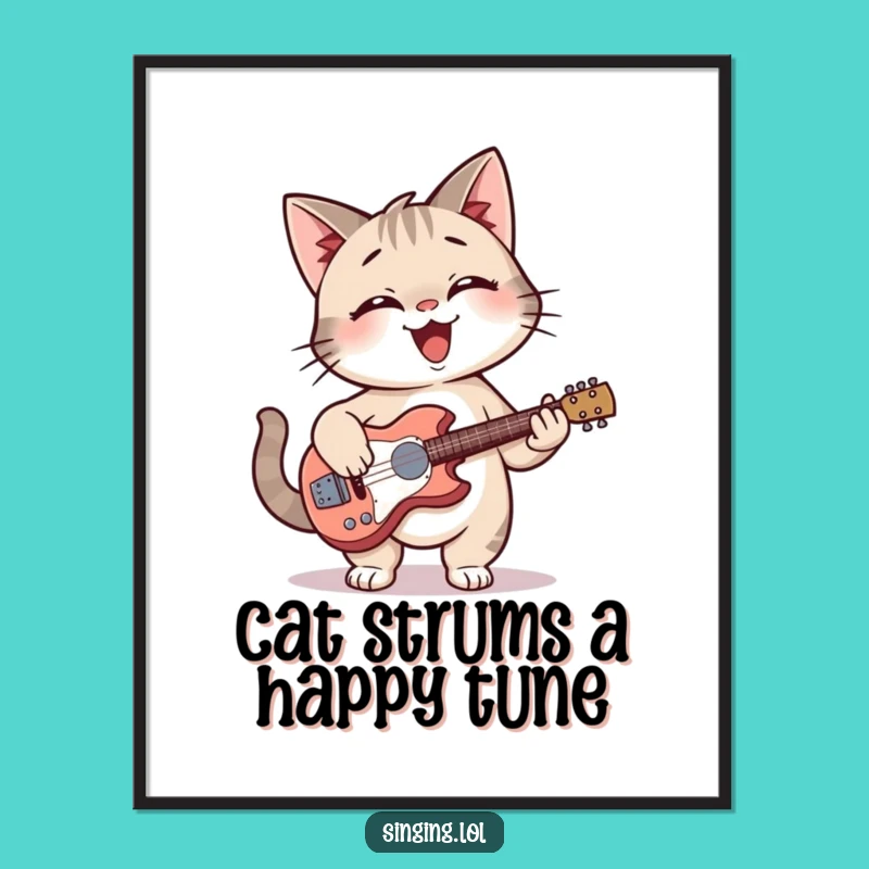 Free Printable Cat Guitar Art - Funny Downloadable Decor for a Musical Vibe